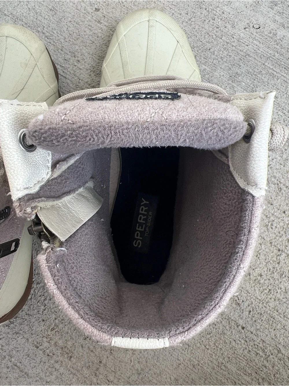 Sperry Women's Two-Texture Duck Boots in Purple and Cream - Size 7.5